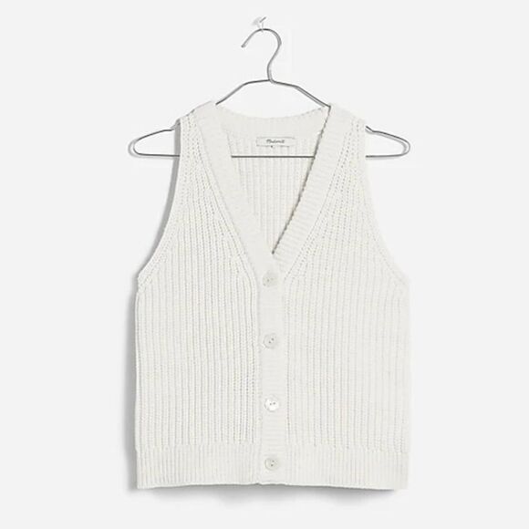 Madewell Cutaway Sweater Vest in Bright Ivory Size Medium NQ338 NEW Minimalist - Picture 12 of 12